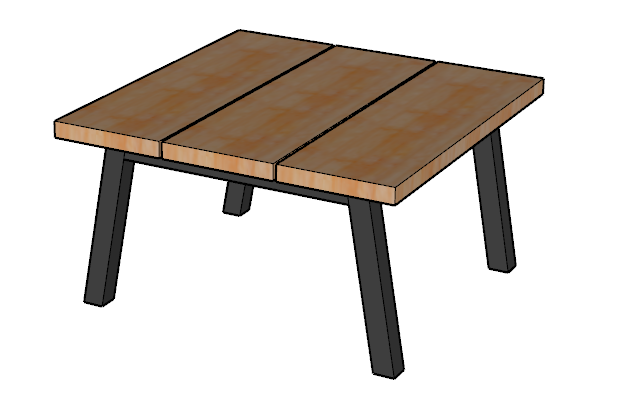Hocker Douglas hout en stalen poten Lono