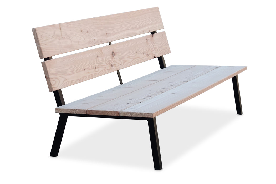 Loungebank Douglas hout en stalen poten Lono