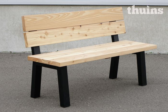 Tuinbank rugleuning Douglas hout met stalen poten | Bestel op maat