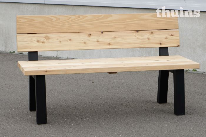 Tuinbank rugleuning Douglas hout met stalen poten | Bestel op maat