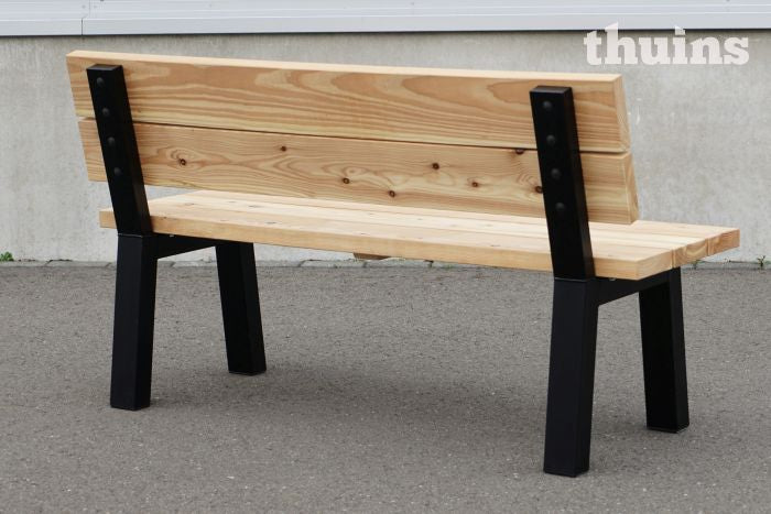 Tuinbank rugleuning Douglas hout met stalen poten | Bestel op maat