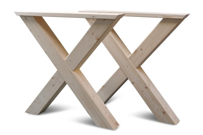 Weggooien duurzame grondstof landelijk Set houten X-poten tafel onderstel | 2x kruispoot | Snelle levering —  Thuins.nl