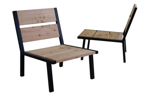 Douglas houten loungestoelen met stalen poten