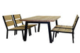 Douglas houten low diningset met vier stoelen